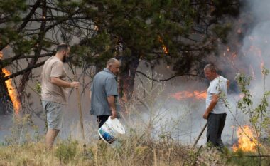 Zjarr i madh përfshin zonën pyjore mbi fshatin Corroticë në Preshevë