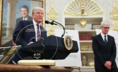 Apple ndërtoi një “statujë” prej ari dhe qelqi 24 karat për Donald Trump