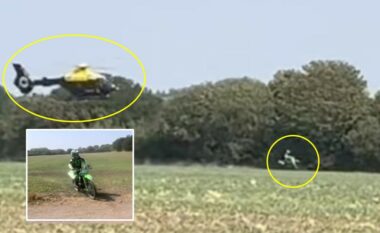 Helikopteri i policisë fluturonte vetëm pak metra mbi tokë teksa po ndiqte një motoçikletë “të vjedhur” nëpër një fushë në Angli