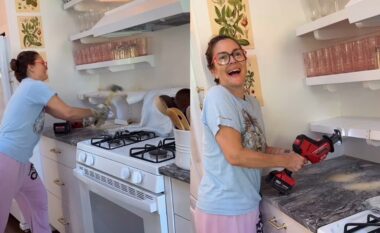Drew Barrymore shkatërron raftin e kuzhinës me çekiç, fansat vënë në dukje detaje të rrezikshme në rinovimet e saj