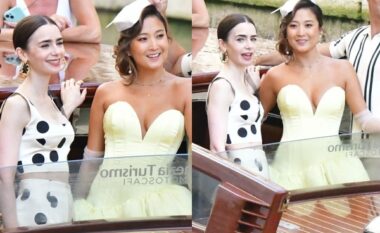 Lily Collins shkëlqen me paraqitjen e saj të fundit derisa xhirimet për Emily in Paris janë zhvendosur në Venecia