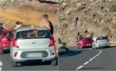 Turistët në Spanjë filmohen duke ‘u varur në mënyrë të rrezikshme nga makinat në lëvizje’ – përpara se të kapen dhe të gjobiten keq