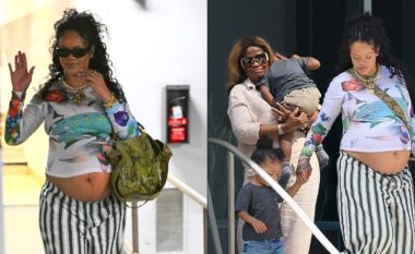 Rihanna shfaq barkun e saj të rrumbullakosur në Los Angeles, duke pritur fëmijën e tretë me ASAP Rocky