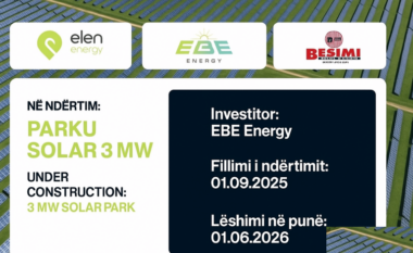 Njoftim publik rreth aplikimit të ‘EBE Energy’ për ndërtimin e kapaciteteve të reja solare në Shtime